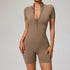 SOISOU Zipper Jumpsuit Women Short Sleeves Clothing Sportswear Woman Gym Yoga Sport Sets Nylon Workout Sets Women Tracksuit Khamik Shop Online