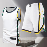 Summer Daily Outdoor Leisure Trend Versatile Sportswear Men Fashion Trend Sports Sleeveless Vest Five Quarter Shorts 2-piece Set Khamik Shop Online