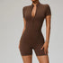 SOISOU Zipper Jumpsuit Women Short Sleeves Clothing Sportswear Woman Gym Yoga Sport Sets Nylon Workout Sets Women Tracksuit Khamik Shop Online