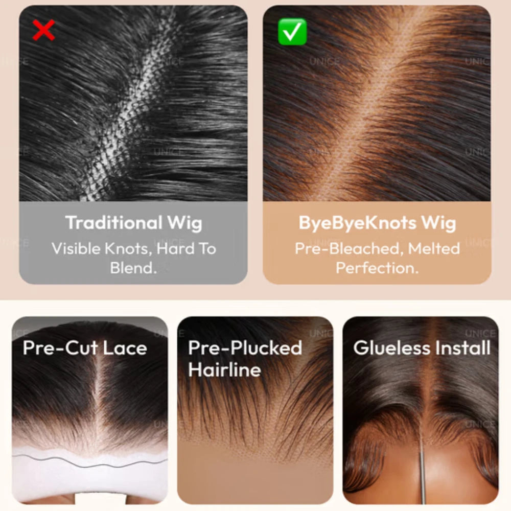 UNice No-Slip Cap 7x5 Lace Glueless Body Wave Human Hair Wigs With Drawstring & Secure Silicone Strips Khamik Shop Online