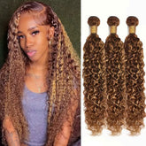 Highlight Deep Water Curly Bundles Human Hair Color 