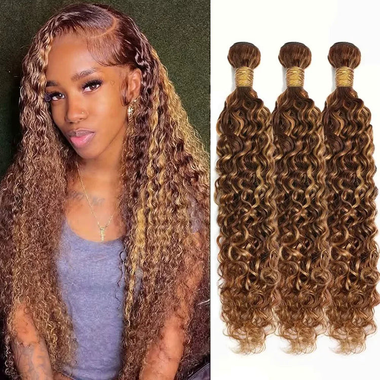 Highlight Deep Water Curly Bundles Human Hair Color 