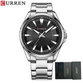 CURREN Classic Simple Stainless Steel Quartz Wristwatches Fashion Brand Men&