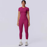 Rooftrellen New 2PCS/set Yoga Set Summer Quick Drying Fitness Sports Workout Top T-Shirt High Stretch Seamless Yoga Leggings Set Khamik Shop Online