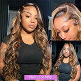 Highlight Body Wave 13x6 HD Omber Lace Front Human Hair Pre Plucked Wig 1B/30 Black Brown Colored Hair 13x4 HD Lace Frontal Wigs Khamik Shop Online