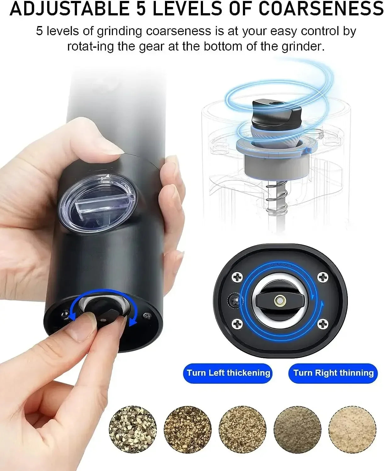 Electric Salt And Pepper Grinder With Adjustable Coarseness Refillable Mill Battery Powered Kitchen Automatic Gadget Grinder Khamik Shop Online