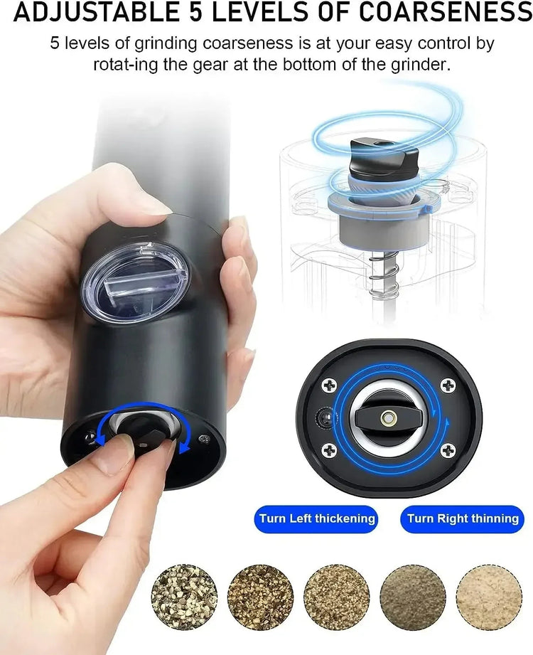 Electric Salt And Pepper Grinder With Adjustable Coarseness Refillable Mill Battery Powered Kitchen Automatic Gadget Grinder Khamik Shop Online