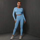 2Pcs Women Sets Energy Seamless Gym Suits Bubble Butt Sports Pants+Long Sleeve Shirts Push Up Running Sets Tracksuits Tights Set Khamik Shop Online