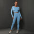 2Pcs Women Sets Energy Seamless Gym Suits Bubble Butt Sports Pants+Long Sleeve Shirts Push Up Running Sets Tracksuits Tights Set Khamik Shop Online