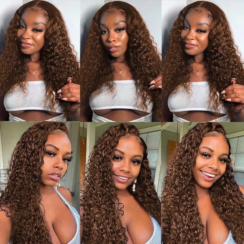 Premium Chocolate Light Brown Water Wave Bundles Human Hair 12-28inches Color 
