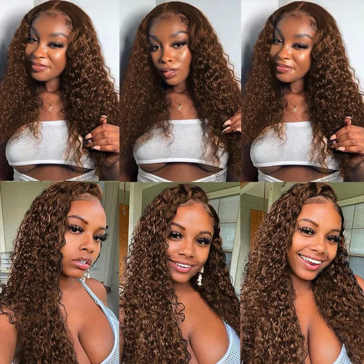 Premium Chocolate Light Brown Water Wave Bundles Human Hair 12-28inches Color 