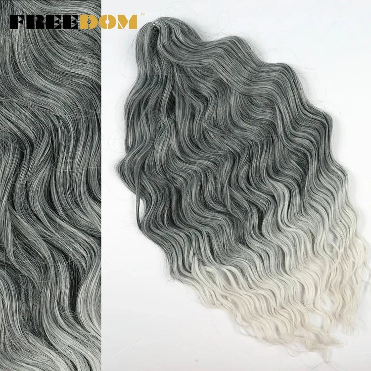 FREEDOM Synthetic Curly Braiding Hair Extensions 24 Inch/60 cm Long Deep Wavy Twist Crochet Braids Hair Ombre Brown Rainbow Hair Khamik Shop Online