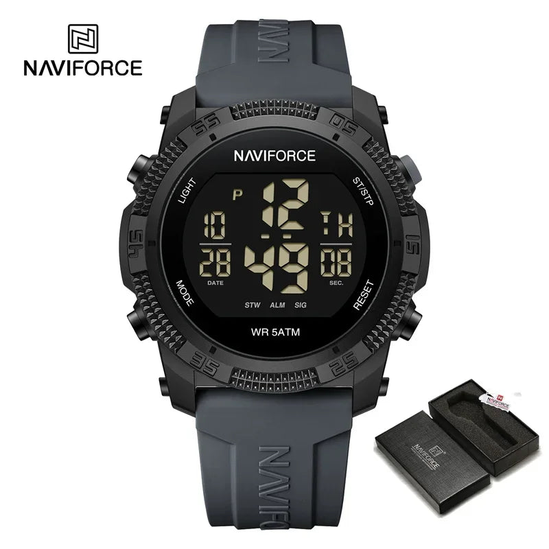 NF7104 Men'S LCD Digital Casual Date and Week Alarm Waterproof Silicone Strap Electronic Watch