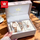 OLEVS 2996 Women Watches Original Elegant Slim Quartz Watch Waterproof Dual Calendar Display Watches For Woman Gift Box Reloj Khamik Shop Online