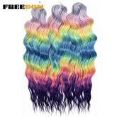 FREEDOM Synthetic Curly Braiding Hair Extensions 24 Inch/60 cm Long Deep Wavy Twist Crochet Braids Hair Ombre Brown Rainbow Hair Khamik Shop Online