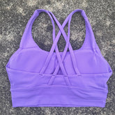 Solid Color Soft Cross Back Women Fitness Bra Tights Yoga Vest High Strength Shockproof Gym Sports Top Push Up With Chest Pad Khamik Shop Online