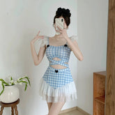 Ladies Slimming Halter Bathing Suit Cute Bowknot Retro High Neck Swimwear Fashion Summer Vacation Pool Party Outfits Khamik Shop Online