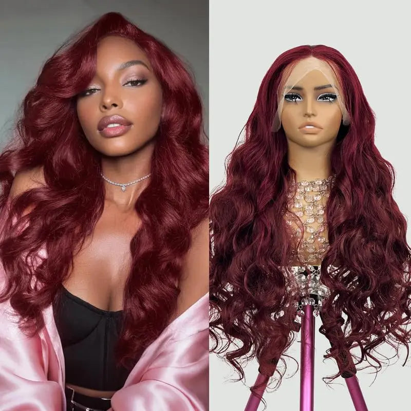 Wine Red Burgundy 99J 40 Inches Long-length 200% High Density 13x6 13x4 HD Transparent Lace Frontal Wig Human Hair Wigs Body Wave Brazilian Hair Pre Plucked For Women Khamik Shop Online