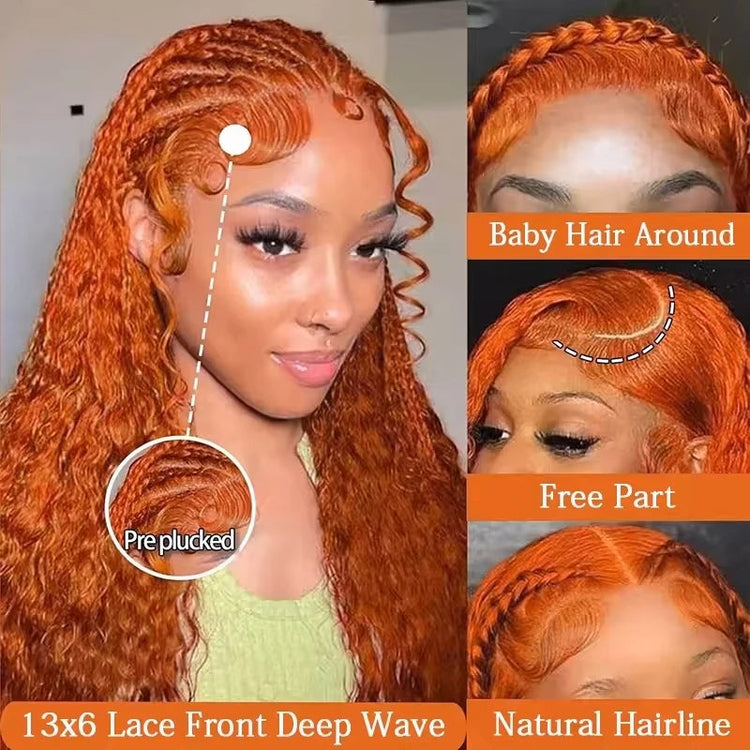 220% Density Ginger Orange Water Wave 