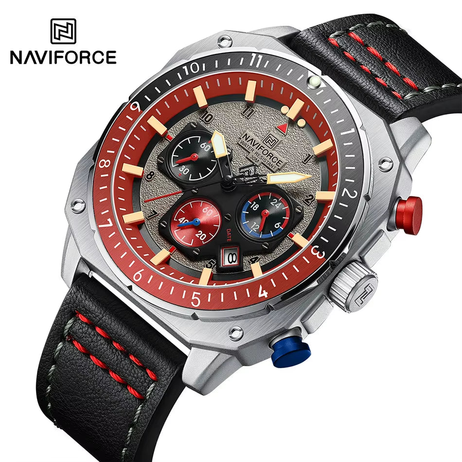 Sports Multifunction Waterproof Watches for Men Fashion Leather Luxury Brand Quartz Analog Luminous Square Wrist Watch