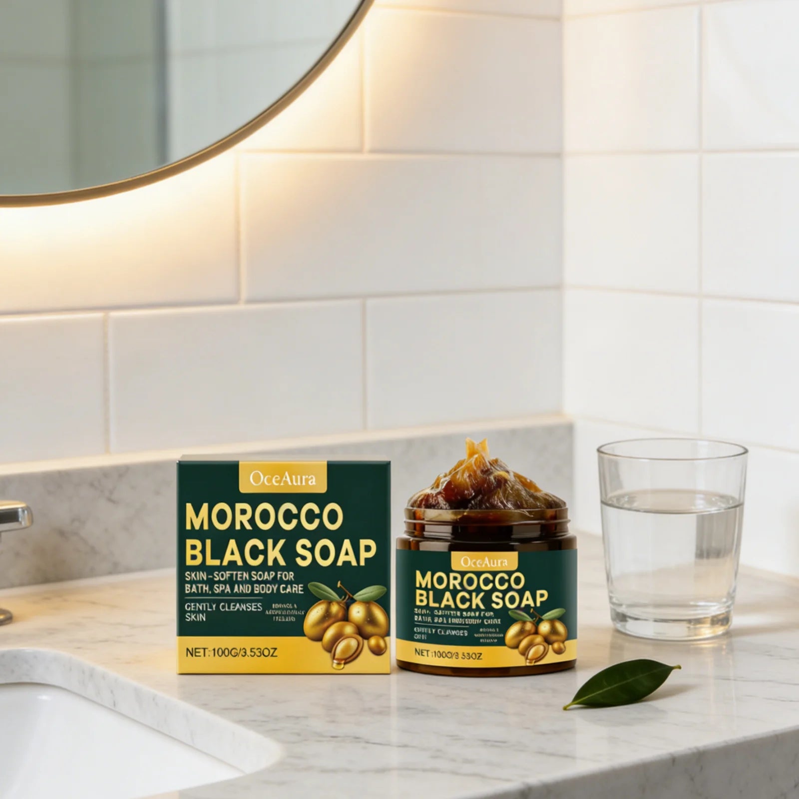 Morocco Black Soap Deep Cleaning Remove Dead Skin Cells Gentle Care Body Moisturizing Brighten Skin Smoothing Soap 100G