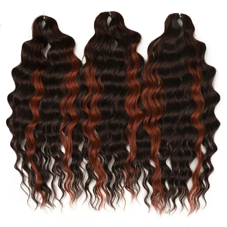 FREEDOM Synthetic Curly Braiding Hair Extensions 24 Inch/60 cm Long Deep Wavy Twist Crochet Braids Hair Ombre Brown Rainbow Hair Khamik Shop Online