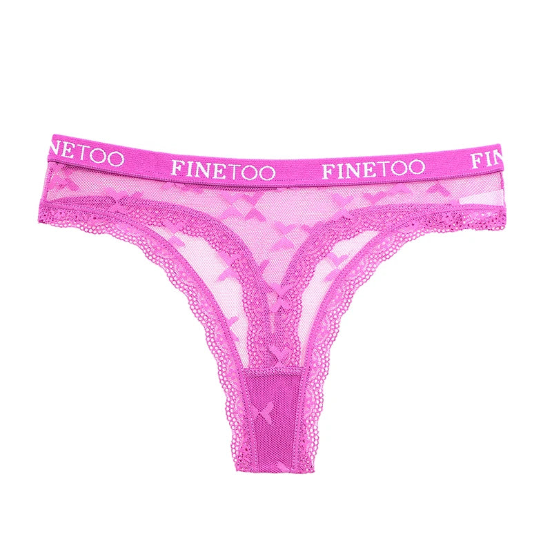 FINETOO Sexy Lace Thongs Women Panties Low Waist Underwear Women Solid Comfortable Female Underpants Breathable Lingerie