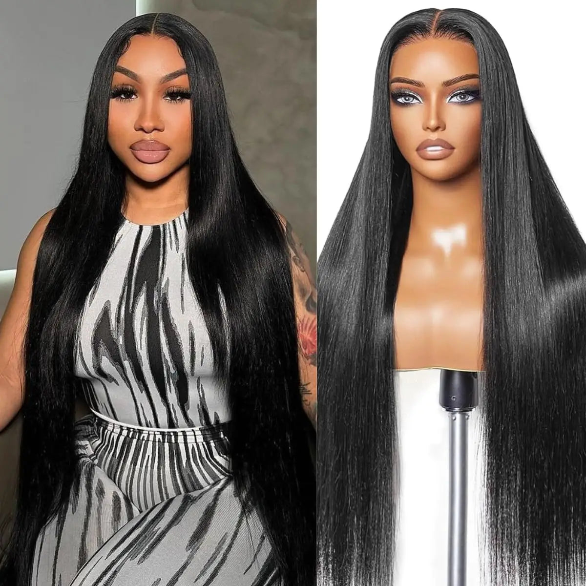5x5 Natural Color Straight Human Hair Wig Swiss HD Lace Front Straight Wig Three Densities are Avaliable All Fluffy Full Hair Natural Looking Comfortable Pre Plucked Hairline with Baby Hair Easy to Maintain for Everyday and Occasion Use Khamik Shop Online
