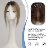 12 Inch Light Brown Ombre Middle Part Lace Front Topper 100% Remy Human Hair Topper Hair Pieces with Clips Extensions for Women Khamik Shop Online
