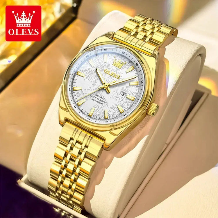 OLEVS New 3703 Watches Woman Elegant Quartz Watch Waterproof Luminous Stainless Steel Date Watches Woman Bracelet Gifts Box Khamik Shop Online