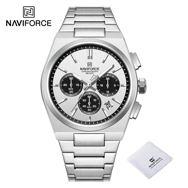 Trend Brand Stainless Steel Couple Watch Quartz Date Display Chronograph for Lovers Waterproof Fashion Wild Wristwatch