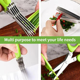 1 piece Multi-functional Stainless Steel 3/5 Layer Kitchen Scissors, Pepper Shredded Chopped Scallion Cutter Cut Cooking Tool Khamik Shop Online