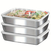3pcs Stainless Steel Food Containers & Lunch Box, Leakproof Stackable Clear Lids, Kitchen Items and Accessories for Camping Khamik Shop Online