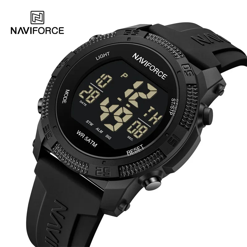 NF7104 Men'S LCD Digital Casual Date and Week Alarm Waterproof Silicone Strap Electronic Watch