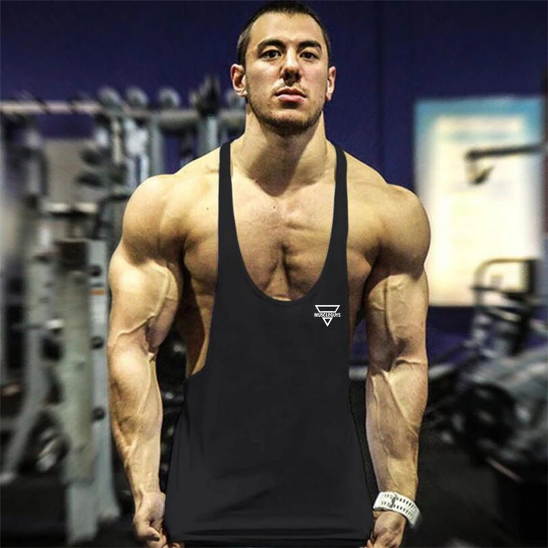 2022 New Fashion Men Gym Tank Top Fitness Y Back Clothing Summer Men&