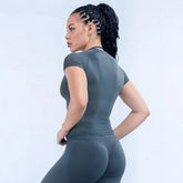 Solid color sports top quick drying women&