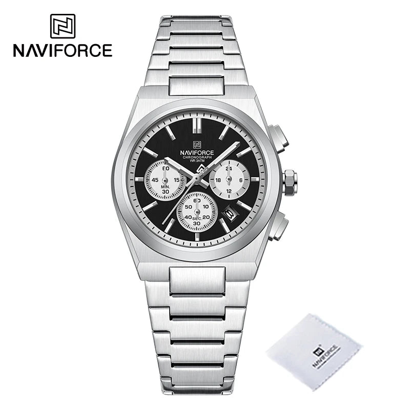 Trend Brand Stainless Steel Couple Watch Quartz Date Display Chronograph for Lovers Waterproof Fashion Wild Wristwatch