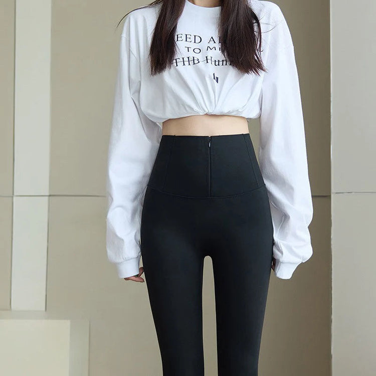 New Zipper Tummy Control Shaping Shark Leggings Women Autumn Winter Thicken Fleece Lined Tights Woman Gym Sports Warm Leggings Khamik Shop Online