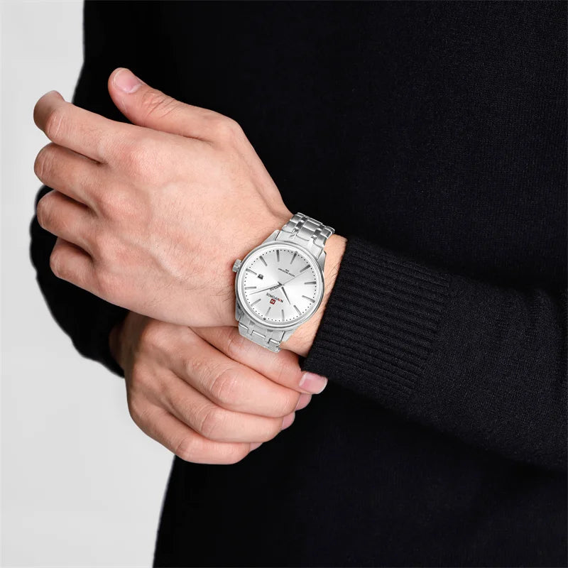Luxury Men'S Calendar Watches Waterproof Fashion Business Stainless Steel Strap Quartz Wristwatches Relogio Masculino