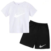 Summer Brand White T-shirt+Shorts Two-piece Set Kids New Clothing Fashion Letter Boy Girl3-13Yrs Sports Short-sleeved Casual Set Khamik Shop Online