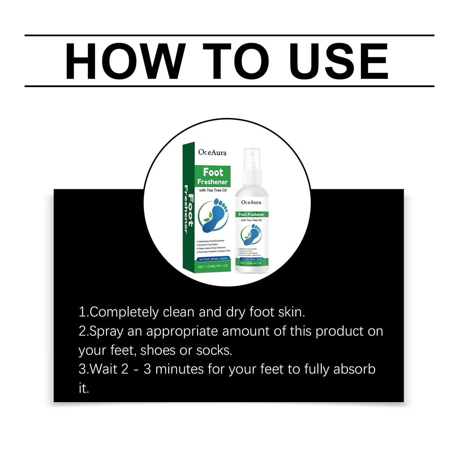OceAura Foot Freshener Spray with Tea Tree Oil Deodorizing Sweat Absorbing Odor Eliminating Moisturizing Refreshing Foot Spray Khamik Shop Online