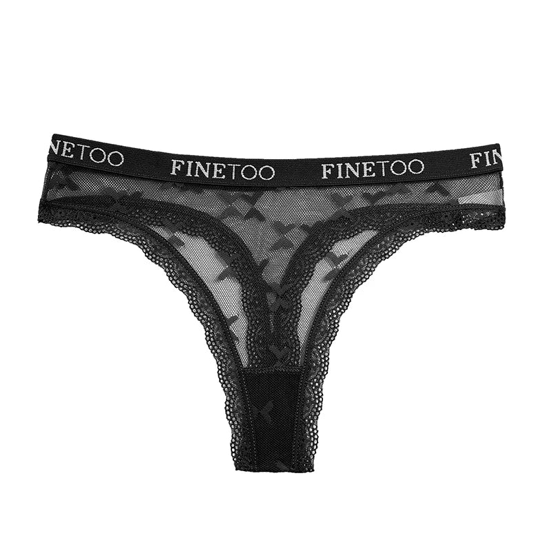 FINETOO Sexy Lace Thongs Women Panties Low Waist Underwear Women Solid Comfortable Female Underpants Breathable Lingerie