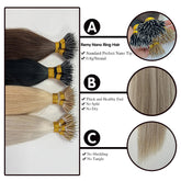 Nano Ring Hair Extensions Human Hair 100 Strands Remy European Straight Hair Natural Blonde Invisible Reusable Khamik Shop Online