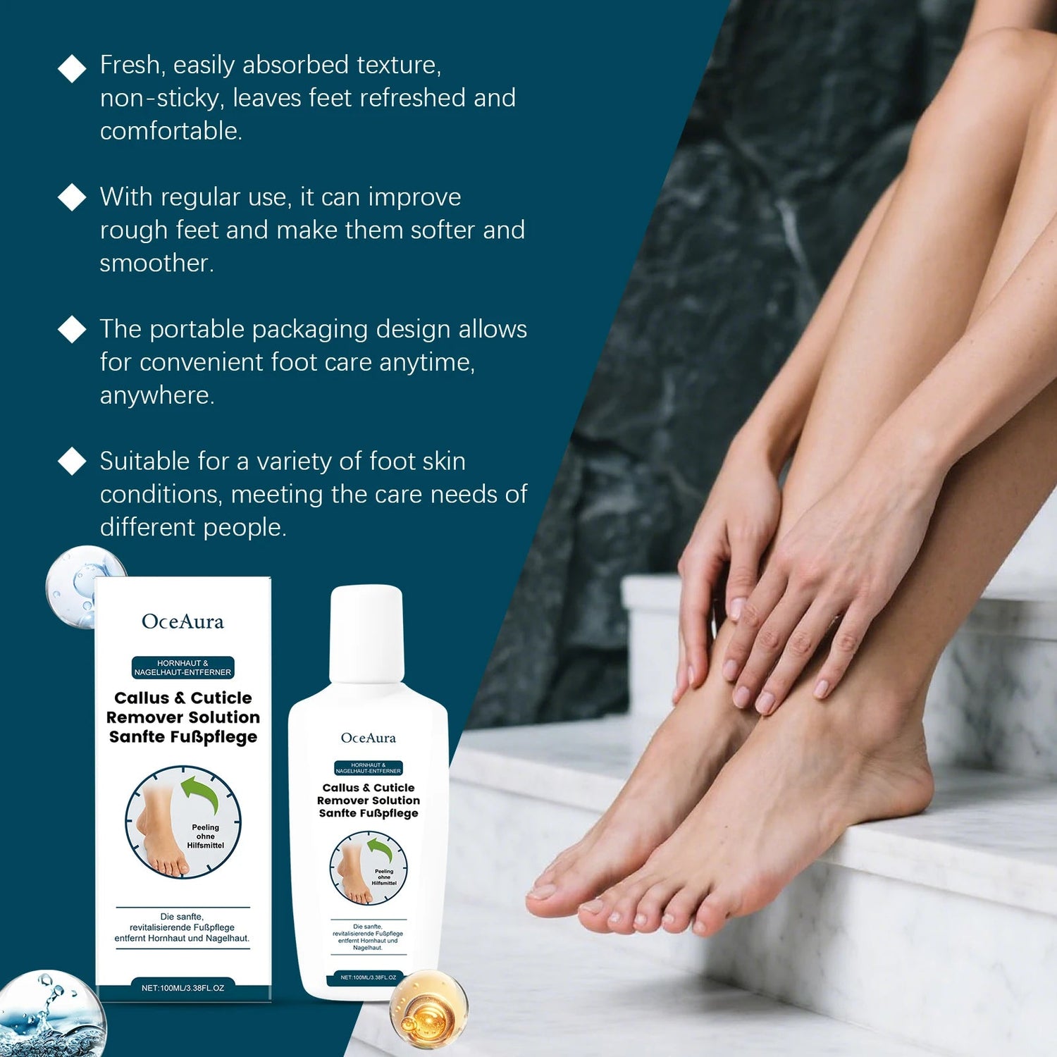 OCEAURA 100ml Foot Cuticles Remover Solution No Tools Required Gentle Non-irritating Removes Foot Cuticles Callus Restore Smooth Khamik Shop Online