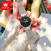 OLEVS 2996 Women Watches Original Elegant Slim Quartz Watch Waterproof Dual Calendar Display Watches For Woman Gift Box Reloj Khamik Shop Online