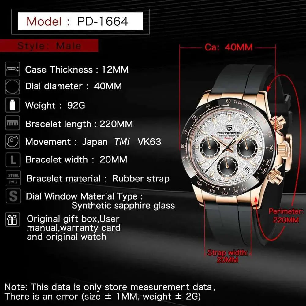 PAGANI DESIGN New VK63 Quartz Watch 40mm Men Wristwatch Chronograph Stainless Steel Waterproof Clock Top Brand Gift Watches Man Khamik Shop Online