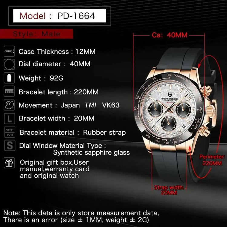 PAGANI DESIGN New VK63 Quartz Watch 40mm Men Wristwatch Chronograph Stainless Steel Waterproof Clock Top Brand Gift Watches Man Khamik Shop Online