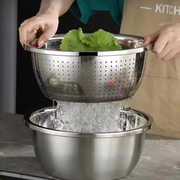 Multi Functional Stainless Steel Vegetable Bowl, Egg Mixing Bowl, Drain Basket, Soup Basin, Kitchen Cooking And Storage Tool Khamik Shop Online