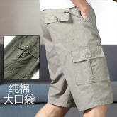 Mens Cargo Shorts Knee Pants Zipper Pocket Summer Cotton Shorts Climbing Jogger Elastic Waist Sports Wear Khamik Shop Online