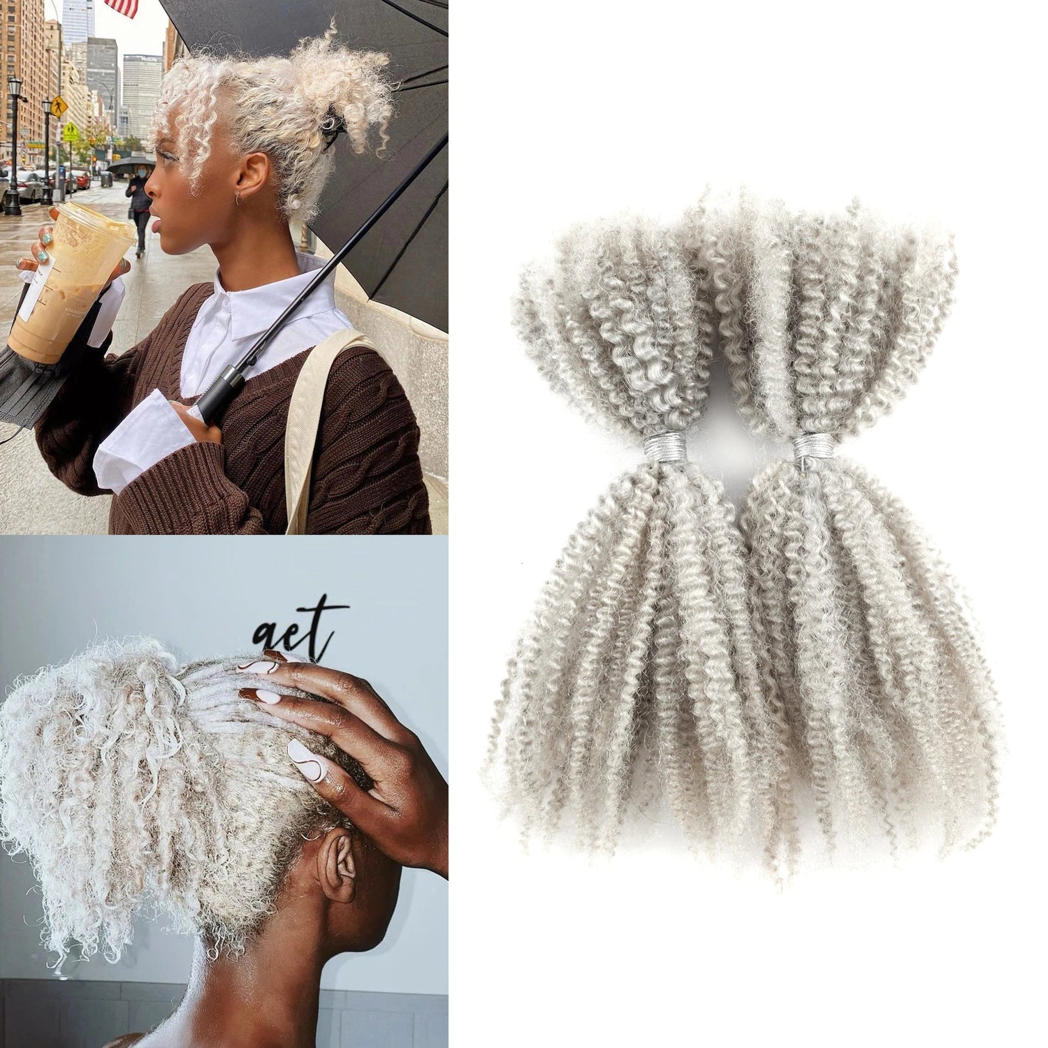 ANNA Factory No Middleman Best Selling Wholesale Price Grey Color 4C100%Human Hair Afro Kinky Bulk Hair Extension for African Khamik Shop Online